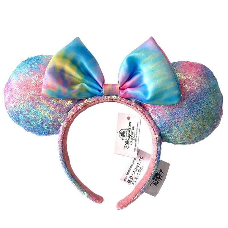 Minnie Mouse Ear Headband For Women Disneyland Headband Mickey Adult/Child Ears Leather Plush Sequin Cosplay Girls Accessories