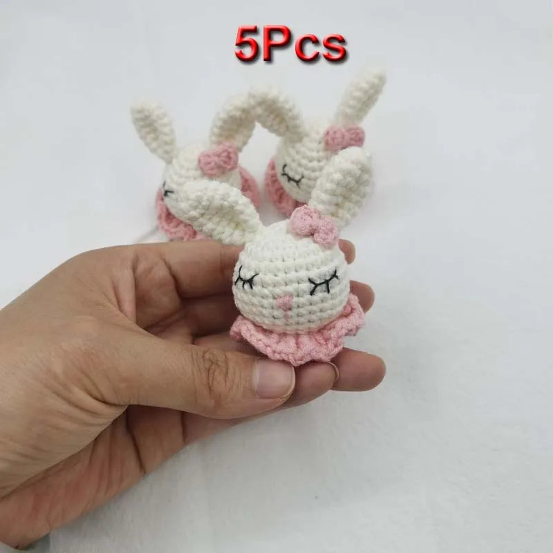 5pc Crochet Beads Animal Rabbit Chewable Beads DIY Wooden Teething Knitting Beads Jewelry Crib Sensory Toy Baby Teether