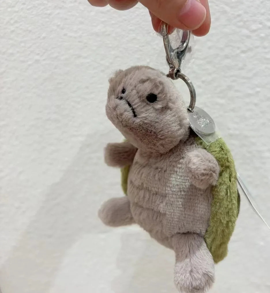 Original Jellycat Mr Timmy Turtle Pendant Keychain Cute Girl Bag Doll Plush Toy Key Ring Cute Turtle Plush Toy Baby Doll Gifts