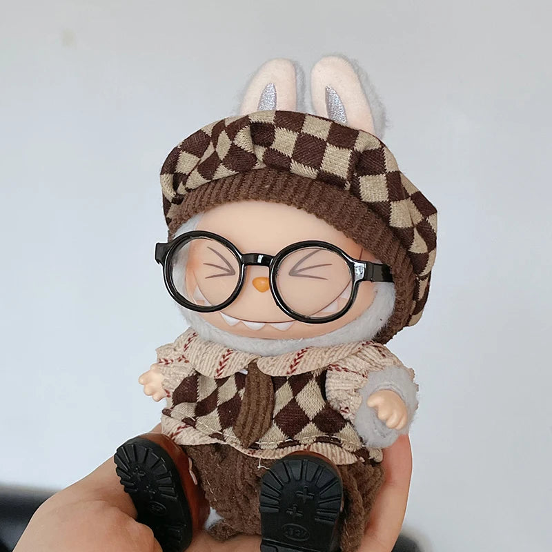 New Doll Clothes Pendant Set LABUBU sitting party clothes Bear Hat Love Sweater Set DIY Doll Accessories Fun Cute Baby Clothes