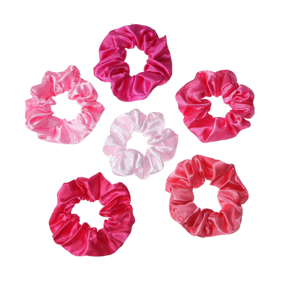 6pcs/lot Hair Scrunchies Bands Scrunchy Ties Ropes Ponytail Holder for Women or Girls Accessories Satin Headwear Solid 100 Color