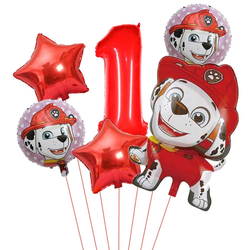 6pcs Cartoon Paw Patrol Theme Foil Balloon Number Balloon Childrens Birthday Party Decoration Baby Gift Party Chase Skye Balloon
