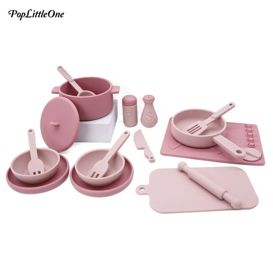New Silicone Baby Feeding Set BPA Free Dishes Plate Spoon Fork Mother and Baby Tableware Baby Kitchen Educational Toy Baby Stuff