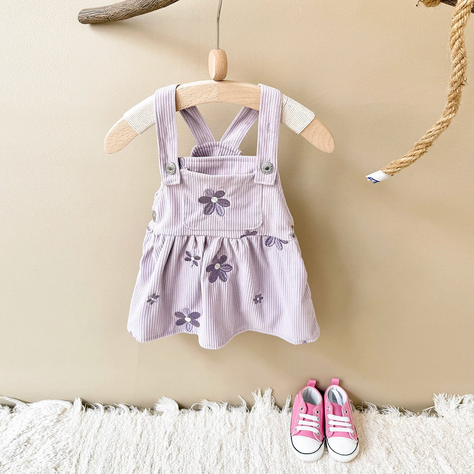 Ins Baby Clothes Girls Denim Dresses Flowers Embroidery Strap Skirt Infant Kids' Dresses One-piece Overall 2 Years Girl Clothes