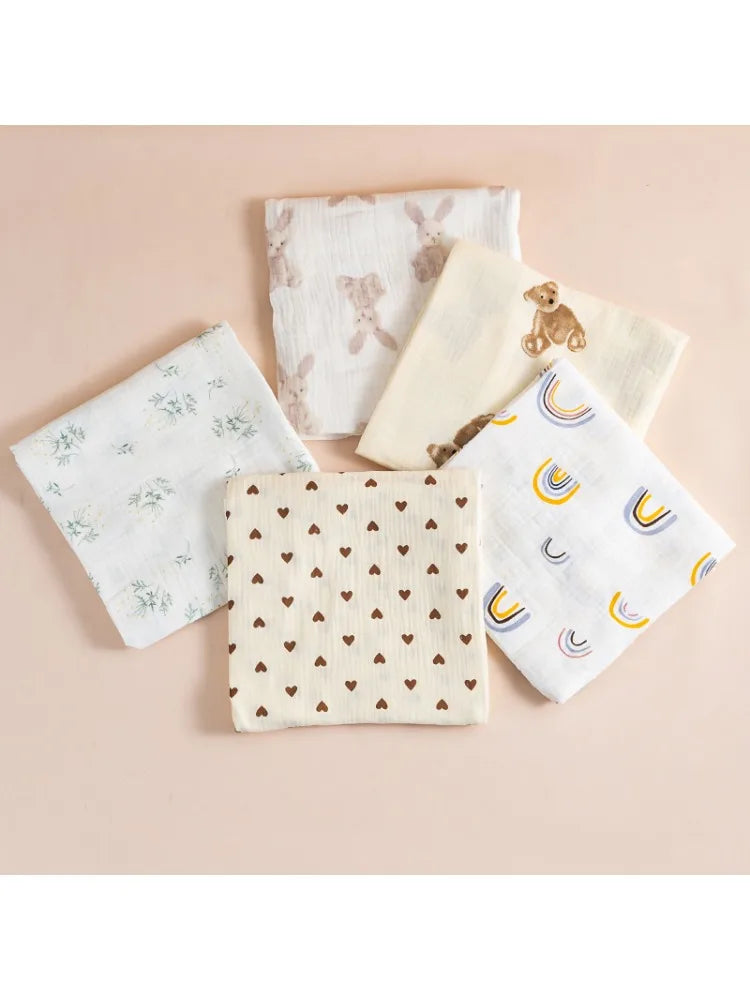 100X100cm Baby Receive Blanket for Newborn Cotton Muslin Swaddle Blanket Bedding Infant Bath Towel Baby Items Mother Kids