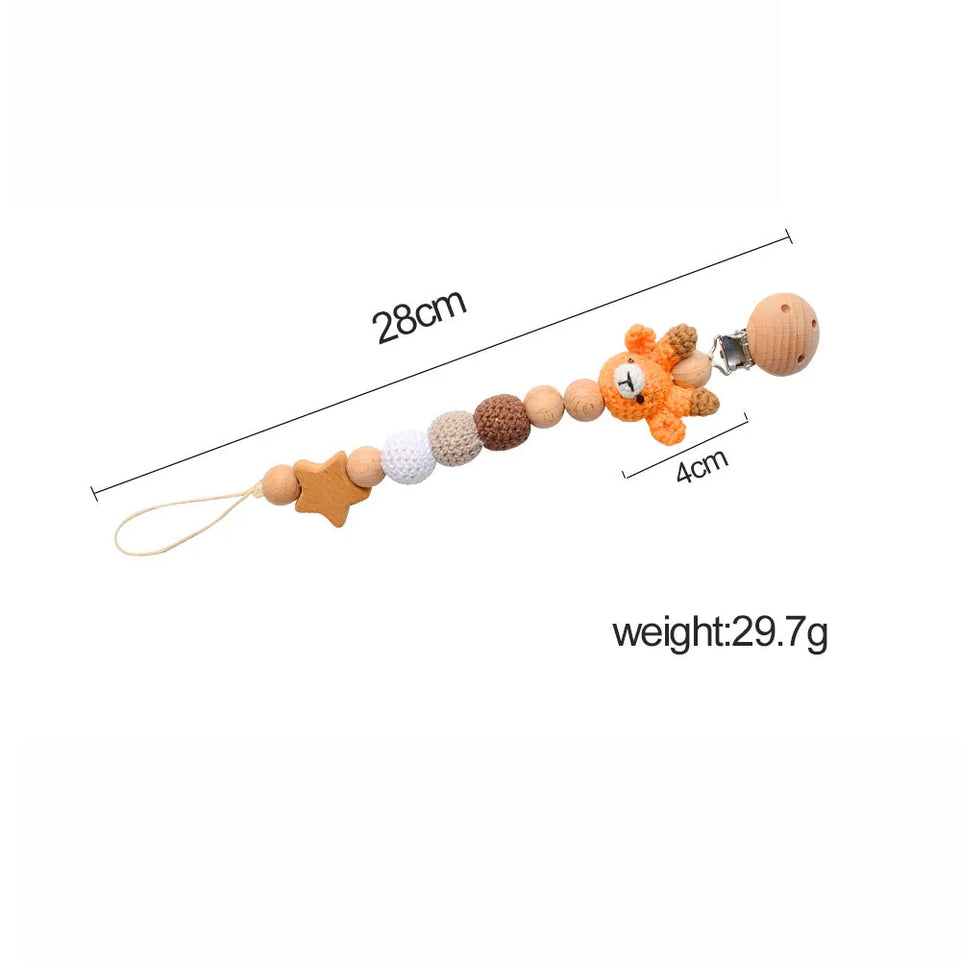 5pc Crochet Beads Animal Rabbit Chewable Beads DIY Wooden Teething Knitting Beads Jewelry Crib Sensory Toy Baby Teether