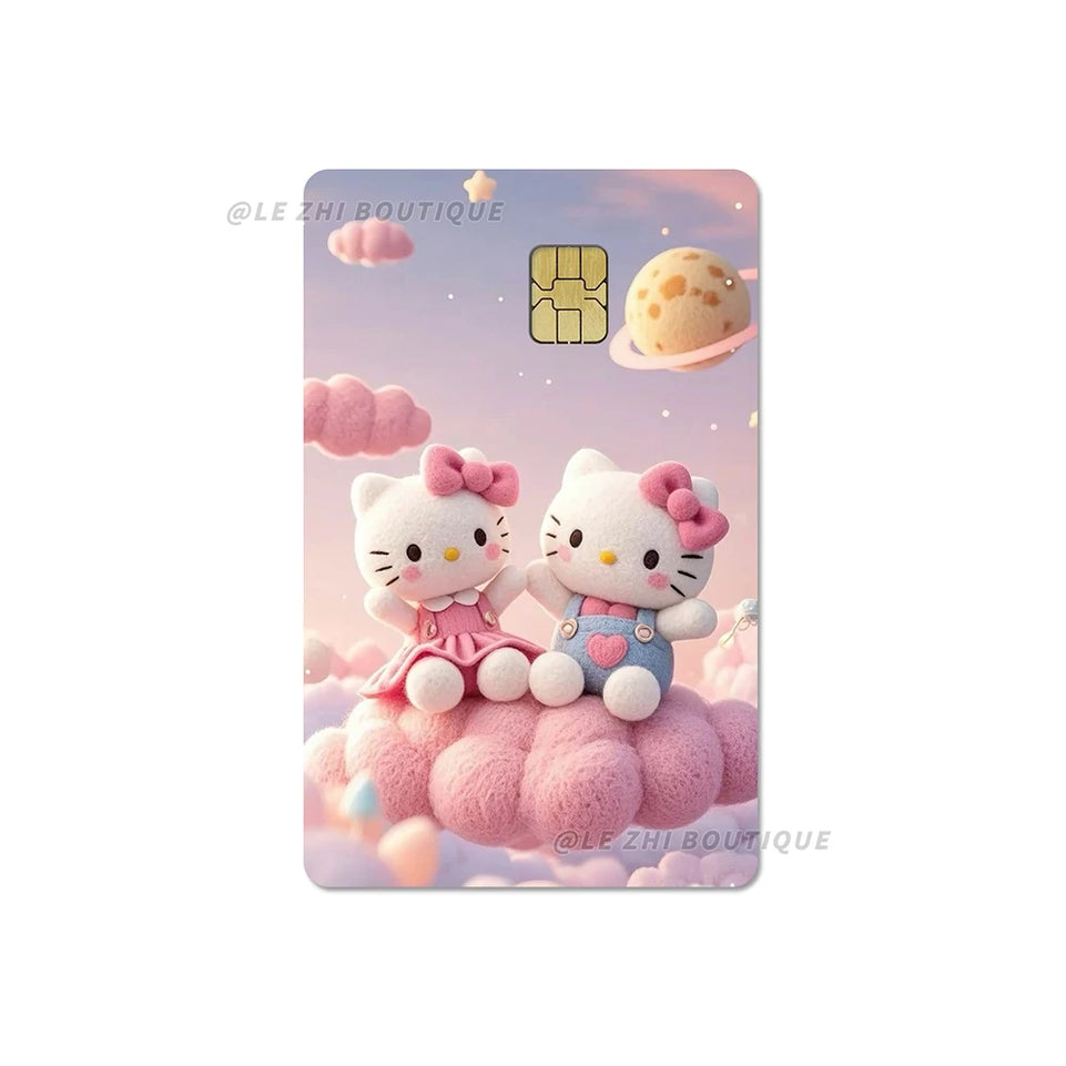 Anime Cartoon Sanrio Hello Kitty Credit Card Stickers Kawaii Waterproof Bank Card Bus Metro Sticker Decoration Girls Accessories