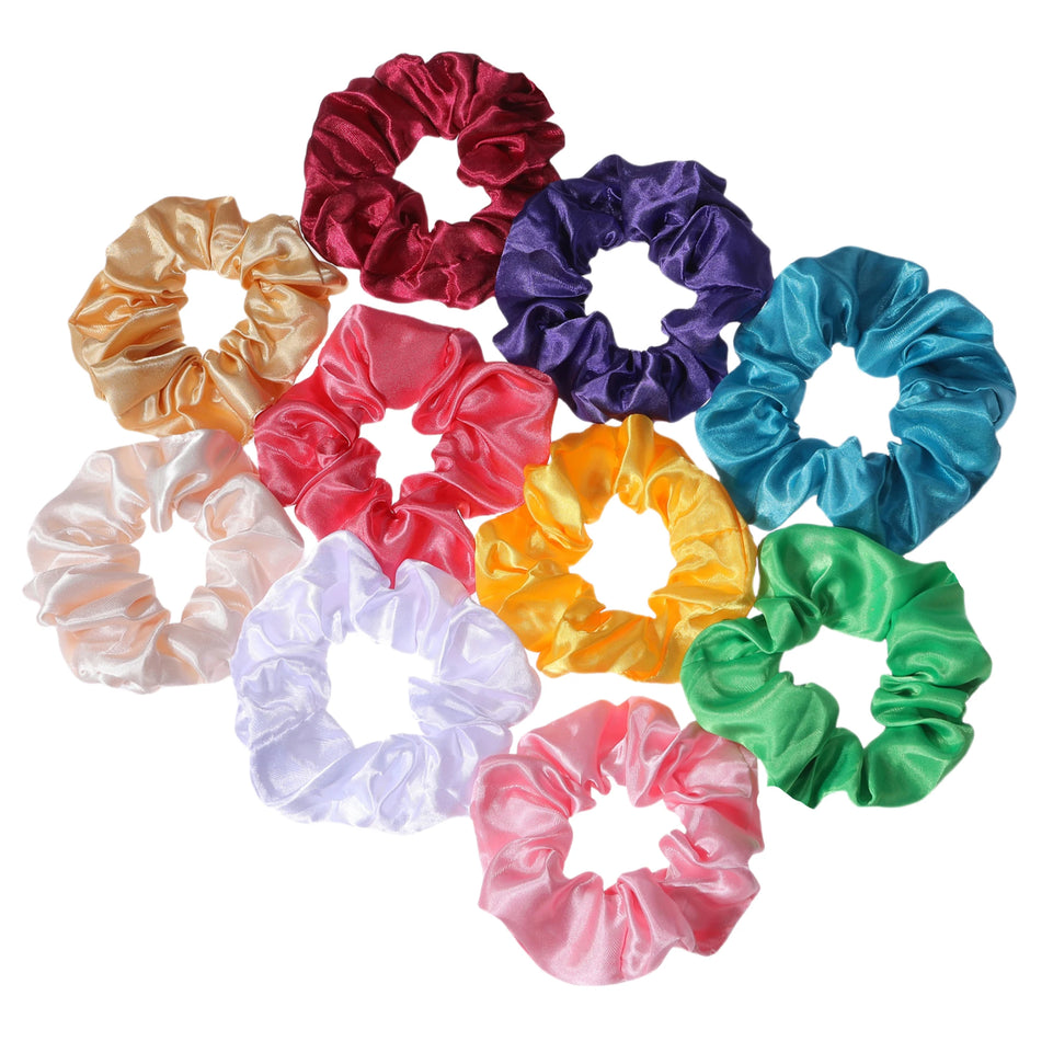 6pcs/lot Hair Scrunchies Bands Scrunchy Ties Ropes Ponytail Holder for Women or Girls Accessories Satin Headwear Solid 100 Color