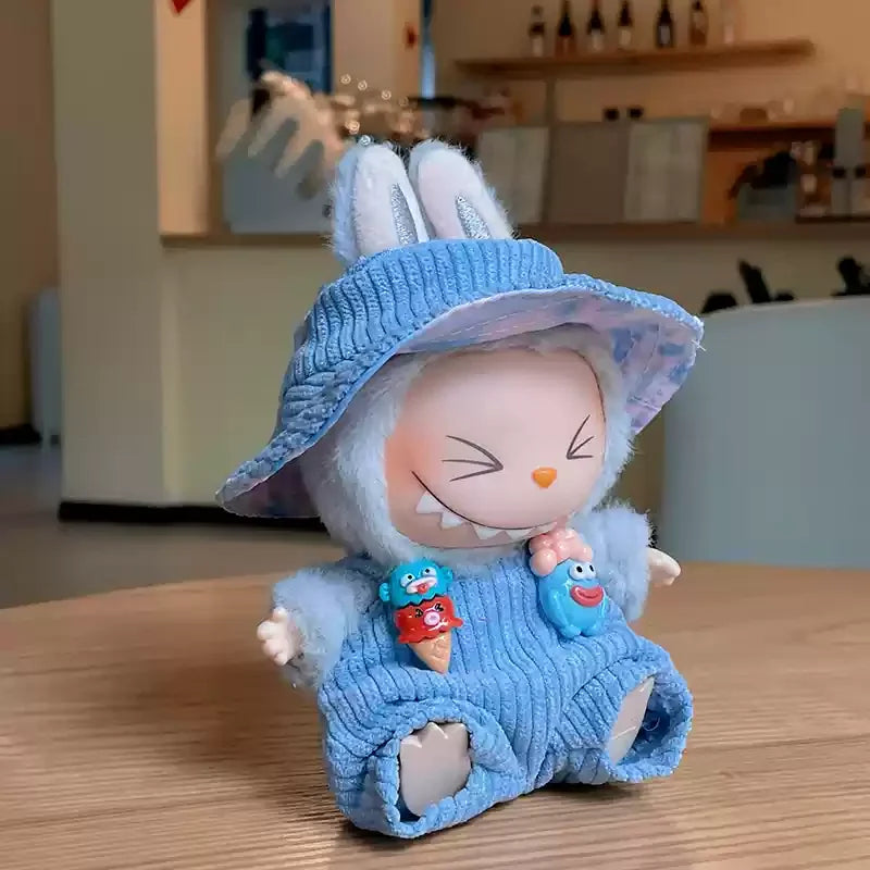 New Doll Clothes Pendant Set LABUBU sitting party clothes Bear Hat Love Sweater Set DIY Doll Accessories Fun Cute Baby Clothes