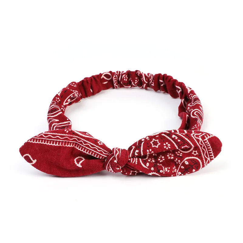 Paisley Bandana Hairbands Cute Rabbit Ear Turban Headwrap Hair Band Girls Accessories Fashion Top Knotted Bow Headband for Women