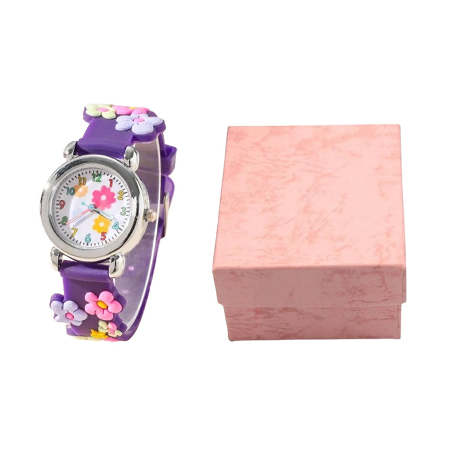 1pc/2pcs/3pcs-Cute creative flower style unicorn quartz watch for children, bracelet necklace set, girls' accessories