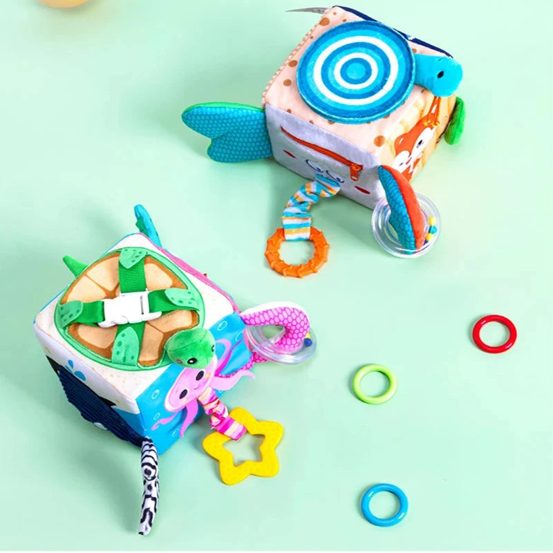 Activity Sensory Building Block Crib Stroller Hanging Toys Soft Cloth Cube Educational Baby Toy Baby Plush Rattles Mobiles Toys