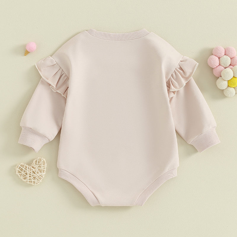 2023-10-05 Lioraitiin 0-18M Daddys Girls Newborn Baby Clothes Ruffle Long Sleeve Sweatshirt Bodysuit Infant Baby Girl Outfits