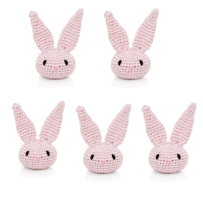 5pc Crochet Beads Animal Rabbit Chewable Beads DIY Wooden Teething Knitting Beads Jewelry Crib Sensory Toy Baby Teether