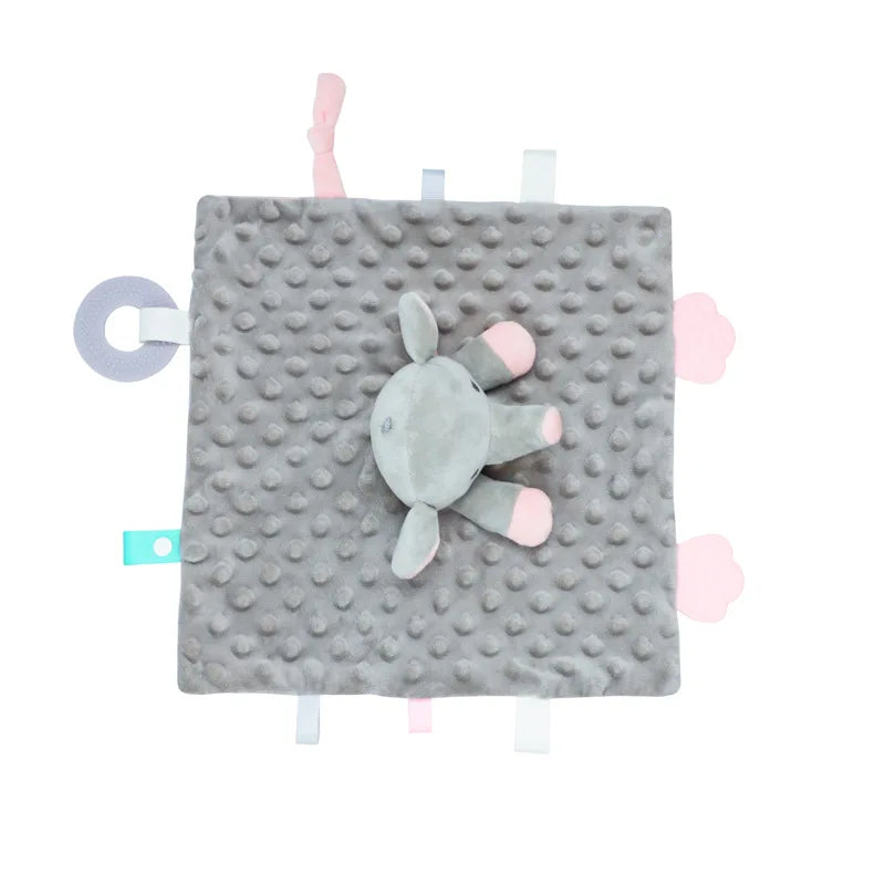 Personalized Baby Security Blanket Teether Plush Stuffed Toy Custom Blanket Comforter Bunny Elephant Soothe Appease Baby Gift