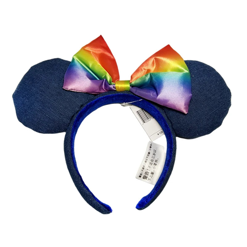 Minnie Mouse Ear Headband For Women Disneyland Headband Mickey Adult/Child Ears Leather Plush Sequin Cosplay Girls Accessories