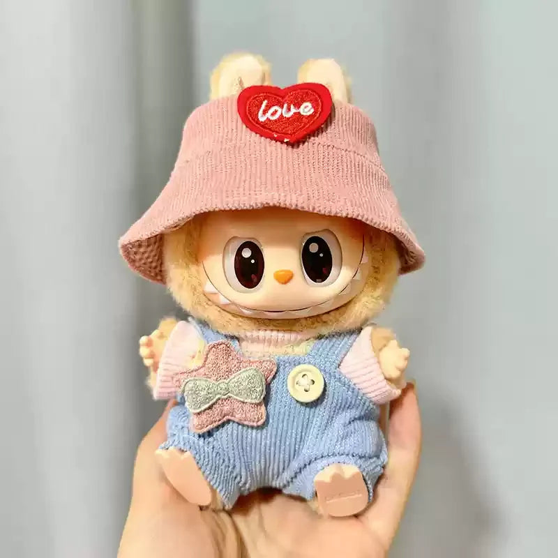 New Doll Clothes Pendant Set LABUBU sitting party clothes Bear Hat Love Sweater Set DIY Doll Accessories Fun Cute Baby Clothes