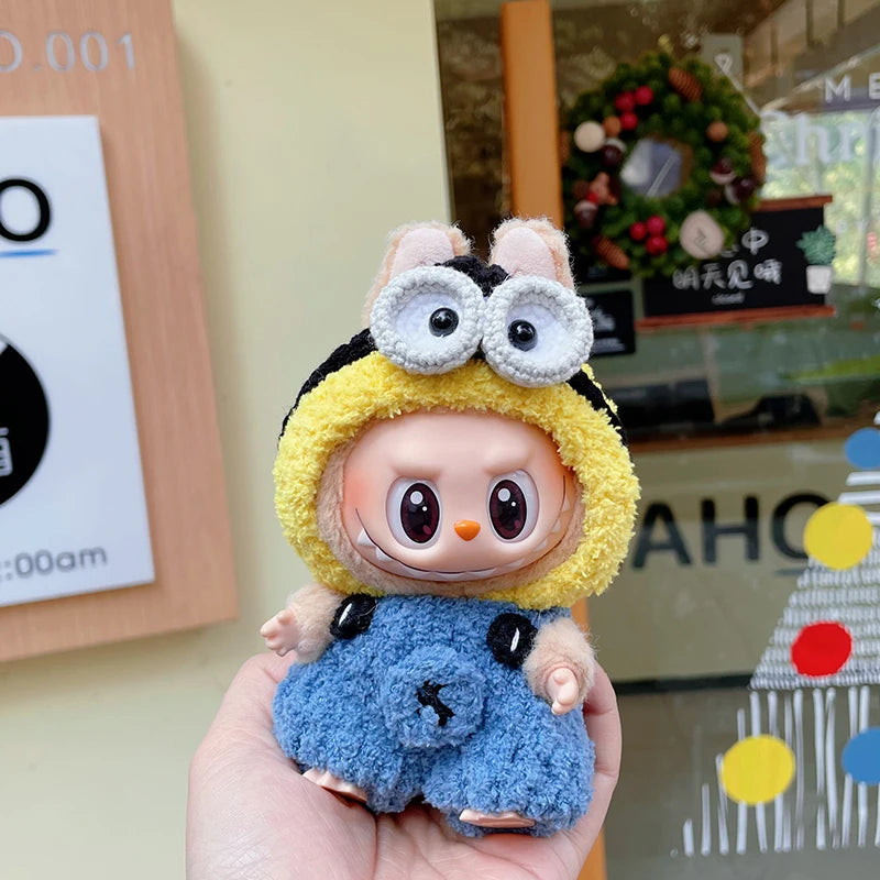 New Doll Clothes Pendant Set LABUBU sitting party clothes Bear Hat Love Sweater Set DIY Doll Accessories Fun Cute Baby Clothes