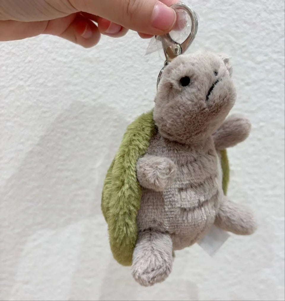 Original Jellycat Mr Timmy Turtle Pendant Keychain Cute Girl Bag Doll Plush Toy Key Ring Cute Turtle Plush Toy Baby Doll Gifts