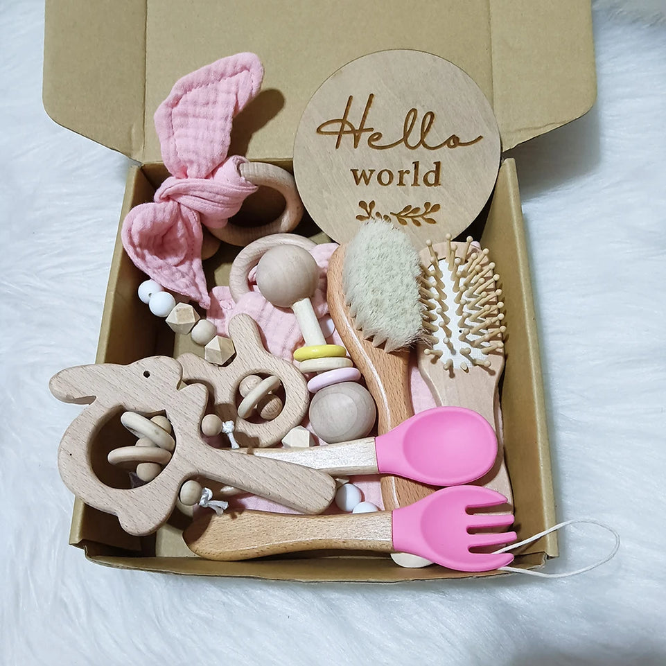 10 Pieces Of Personalized Name Newborn Bath Toy Gift Set 0-12 Months Old Baby Rattle Toy Baby Boy Girl Birth Name Plate Gift Set