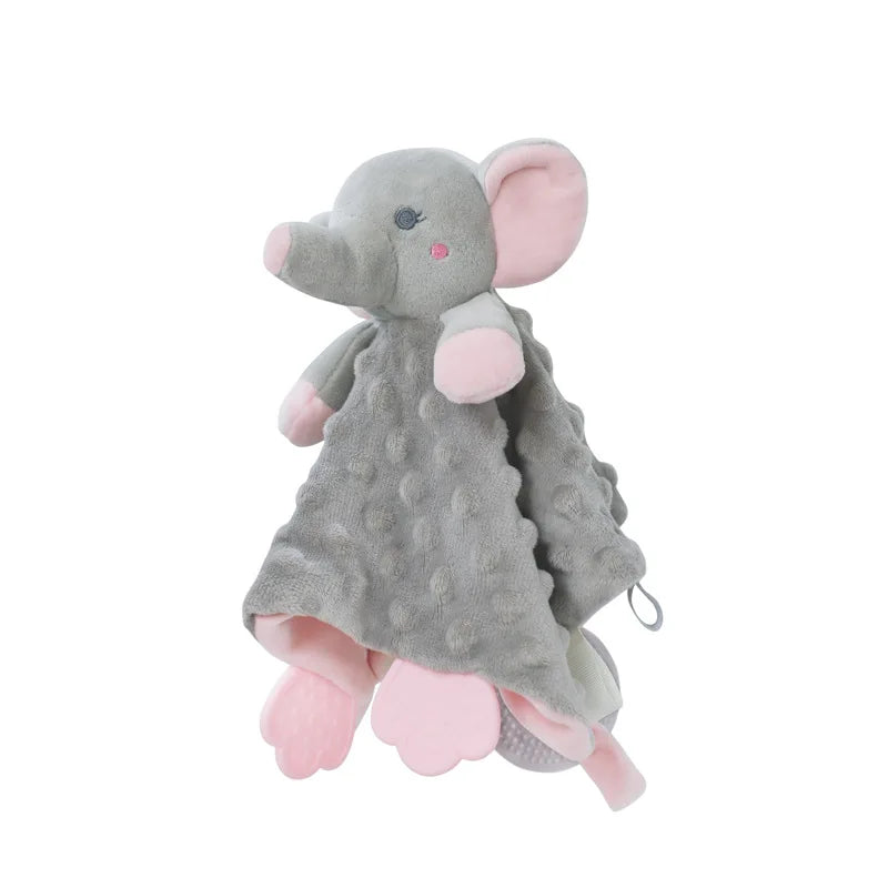 Personalized Baby Security Blanket Teether Plush Stuffed Toy Custom Blanket Comforter Bunny Elephant Soothe Appease Baby Gift