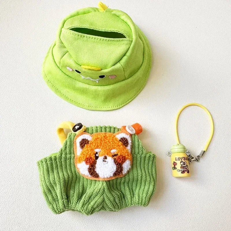 Sitting Party Baby Clothes For 1st &2nd Labubu Pendant Macaron fabric Clothes for Labubu New Cute Shoulder Pants Labubu Outfit