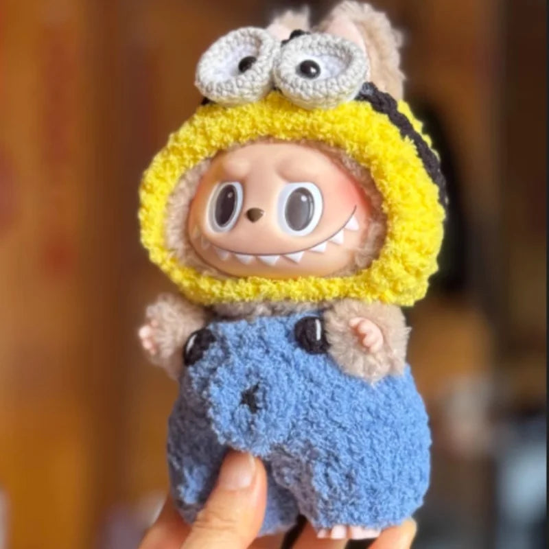 New Doll Clothes Pendant Set LABUBU sitting party clothes Bear Hat Love Sweater Set DIY Doll Accessories Fun Cute Baby Clothes