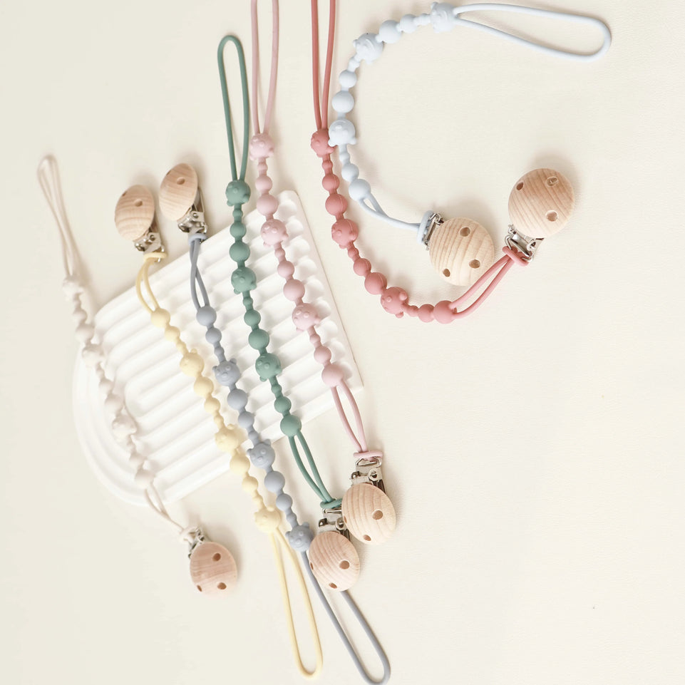 1/4PCS New Baby Gift Teether Chain BPA Free Silicone Baby Pacifier Clip Portable Nipple Holder Teether Toys Baby Accessories