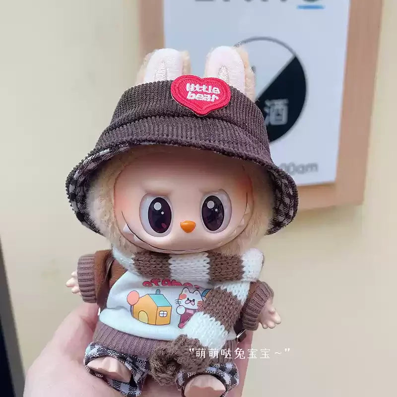 New Doll Clothes Pendant Set LABUBU sitting party clothes Bear Hat Love Sweater Set DIY Doll Accessories Fun Cute Baby Clothes