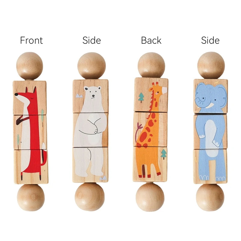 Baby Wooden Rotating Jigsaw Puzzle Hand bell Toy Montessori Educational Sensory Cognition Toys Wooden Music Rattle Toy Baby Gift