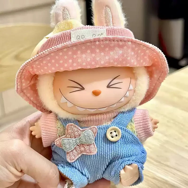New Doll Clothes Pendant Set LABUBU sitting party clothes Bear Hat Love Sweater Set DIY Doll Accessories Fun Cute Baby Clothes