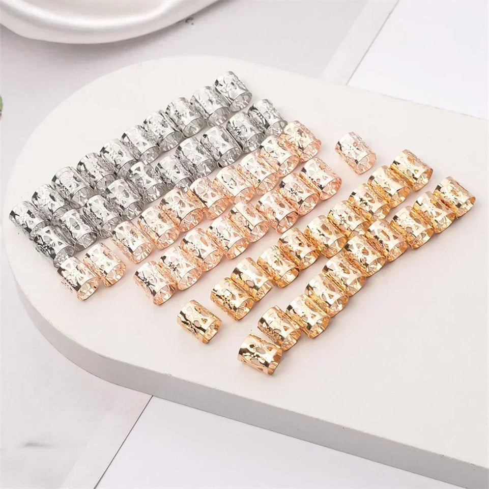 60pcs/bag Hip Hop Dreadlocks Hair Rings Beads Clips Braids African Braid Spiral Hairpin for Women Girls Accessories Bead Braider