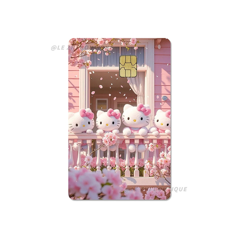 Anime Cartoon Sanrio Hello Kitty Credit Card Stickers Kawaii Waterproof Bank Card Bus Metro Sticker Decoration Girls Accessories
