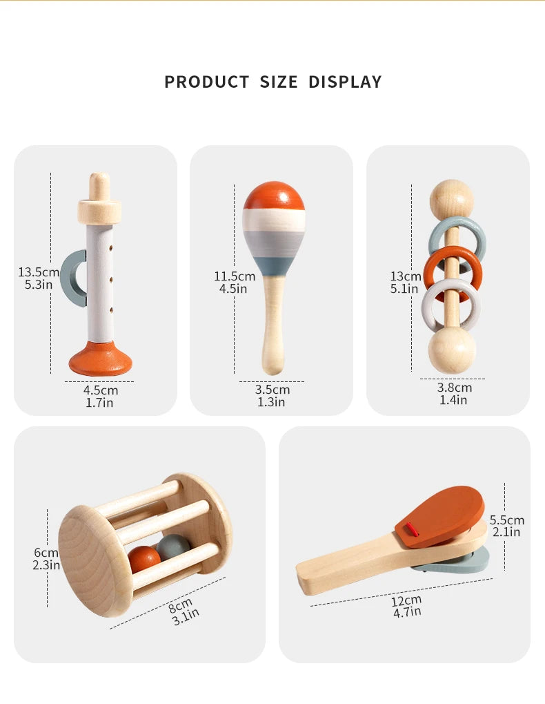 Baby Handheld Bell, Ringing Instrument, Early Childhood Education, Soothing Bed Bell, Wooden Gripping, Chewing Toy baby gift