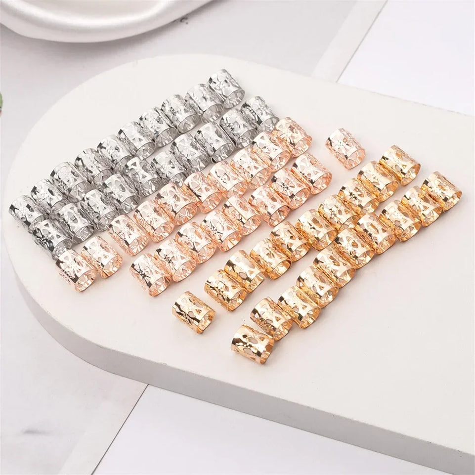 60pcs/bag Hip Hop Dreadlocks Hair Rings Beads Clips Braids African Braid Spiral Hairpin for Women Girls Accessories Bead Braider