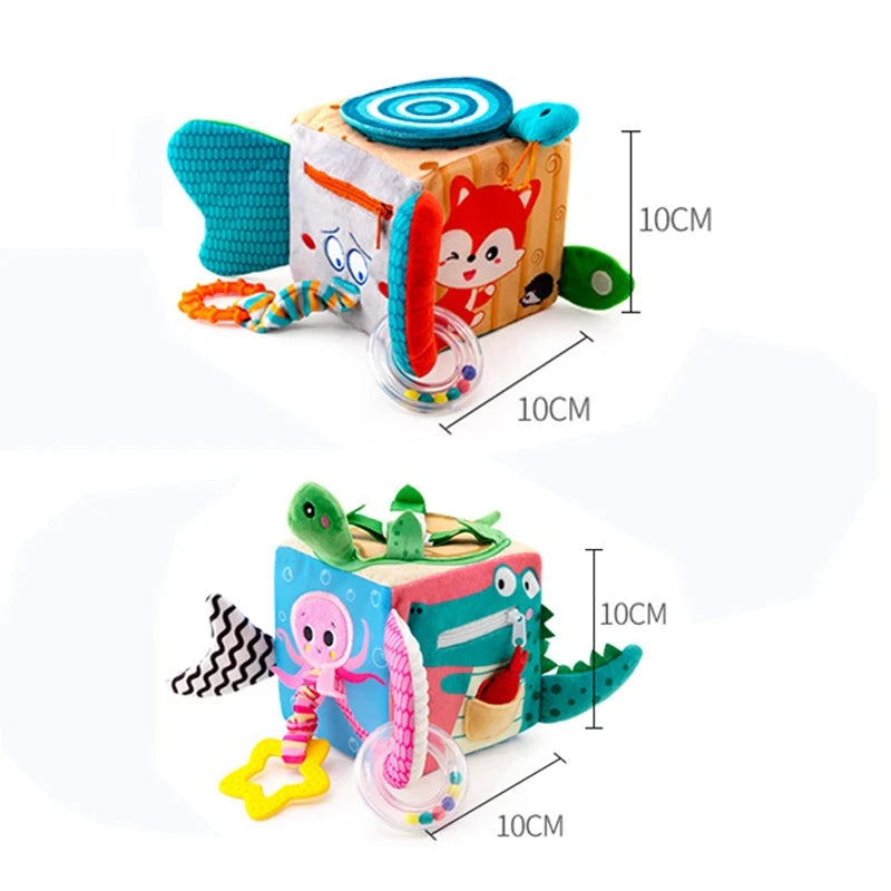 Activity Sensory Building Block Crib Stroller Hanging Toys Soft Cloth Cube Educational Baby Toy Baby Plush Rattles Mobiles Toys