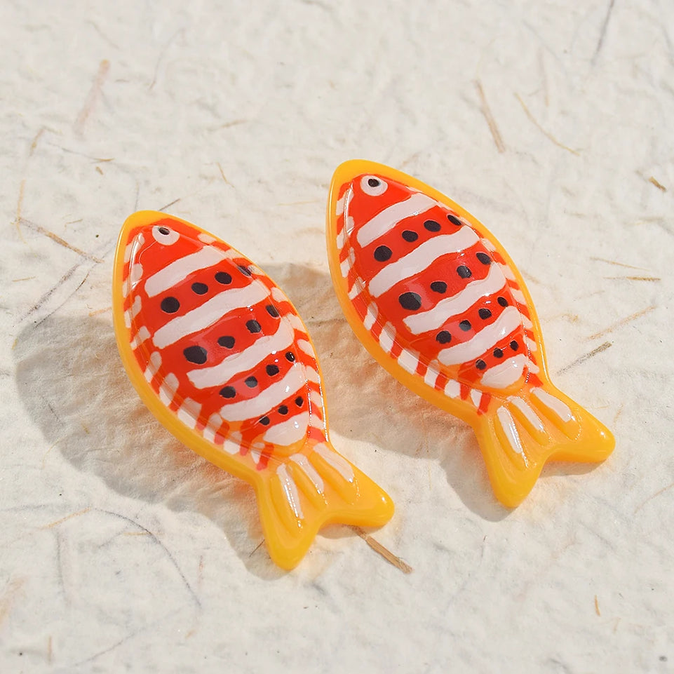 New Lovely Resin Earrings For Women Lovely Fish Acrylic Animal Drop Earring Girls Accessories