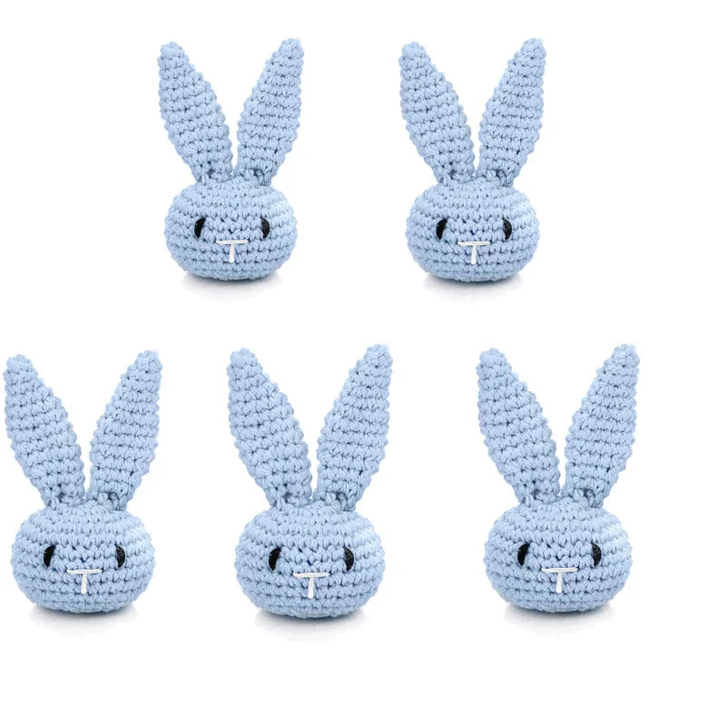 5pc Crochet Beads Animal Rabbit Chewable Beads DIY Wooden Teething Knitting Beads Jewelry Crib Sensory Toy Baby Teether