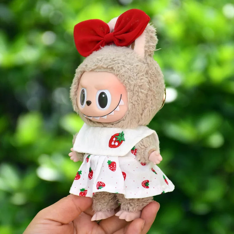Labubu I II Dolls Clothes Strawberry Tank Top Skirt Paired With Princess White Shoes Princess Baby Clothes Accessories