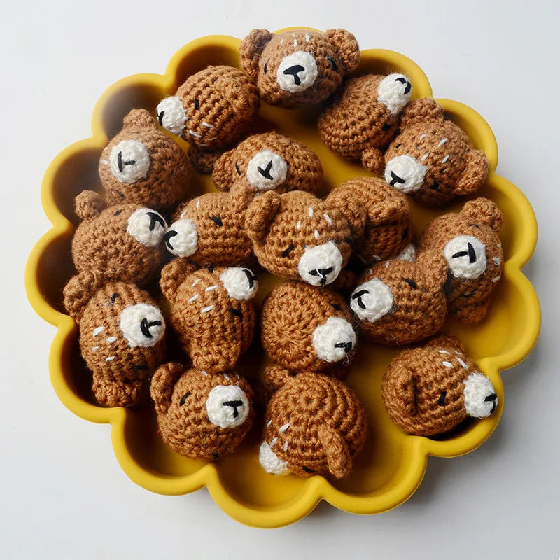 5pc Crochet Beads Animal Rabbit Chewable Beads DIY Wooden Teething Knitting Beads Jewelry Crib Sensory Toy Baby Teether