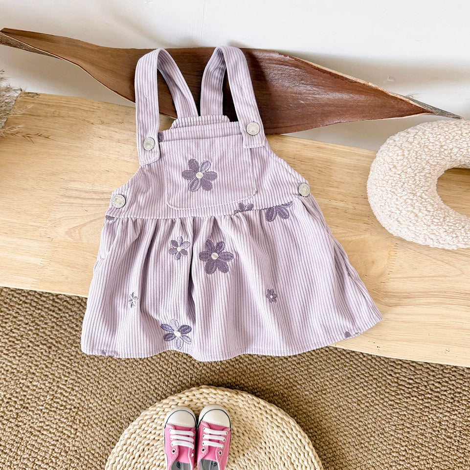 Ins Baby Clothes Girls Denim Dresses Flowers Embroidery Strap Skirt Infant Kids' Dresses One-piece Overall 2 Years Girl Clothes