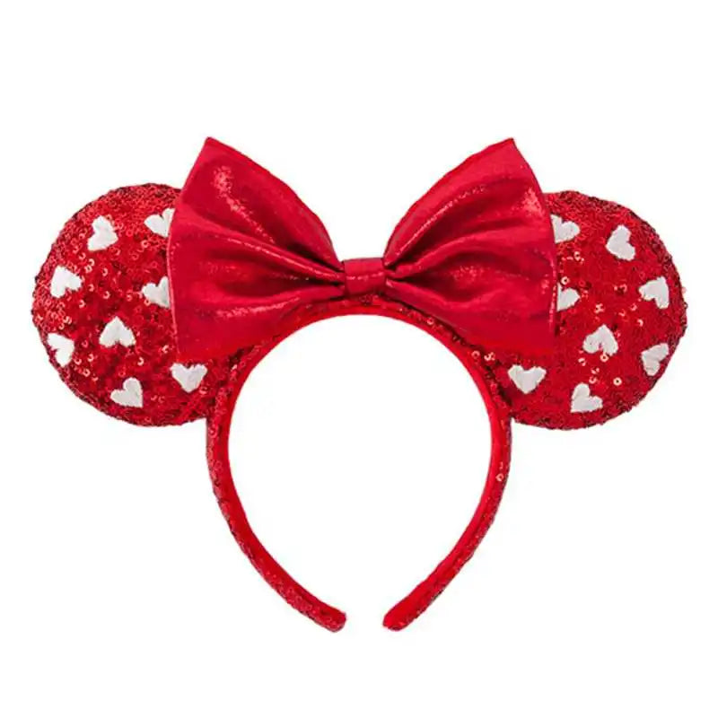 Minnie Mouse Ear Headband For Women Disneyland Headband Mickey Adult/Child Ears Leather Plush Sequin Cosplay Girls Accessories