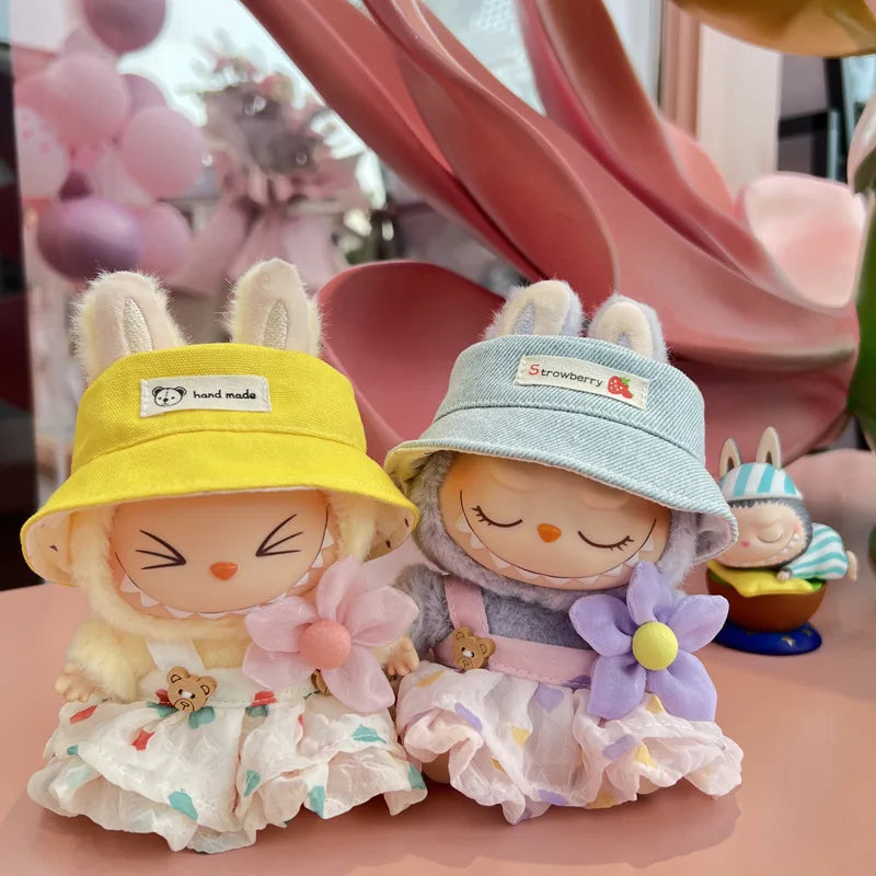 New Doll Clothes Pendant Set LABUBU sitting party clothes Bear Hat Love Sweater Set DIY Doll Accessories Fun Cute Baby Clothes
