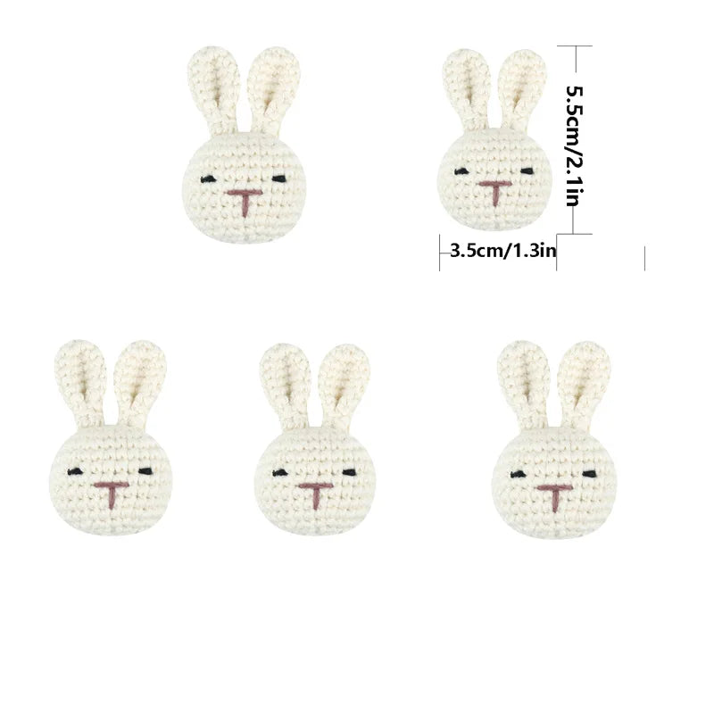 5pc Crochet Beads Animal Rabbit Chewable Beads DIY Wooden Teething Knitting Beads Jewelry Crib Sensory Toy Baby Teether