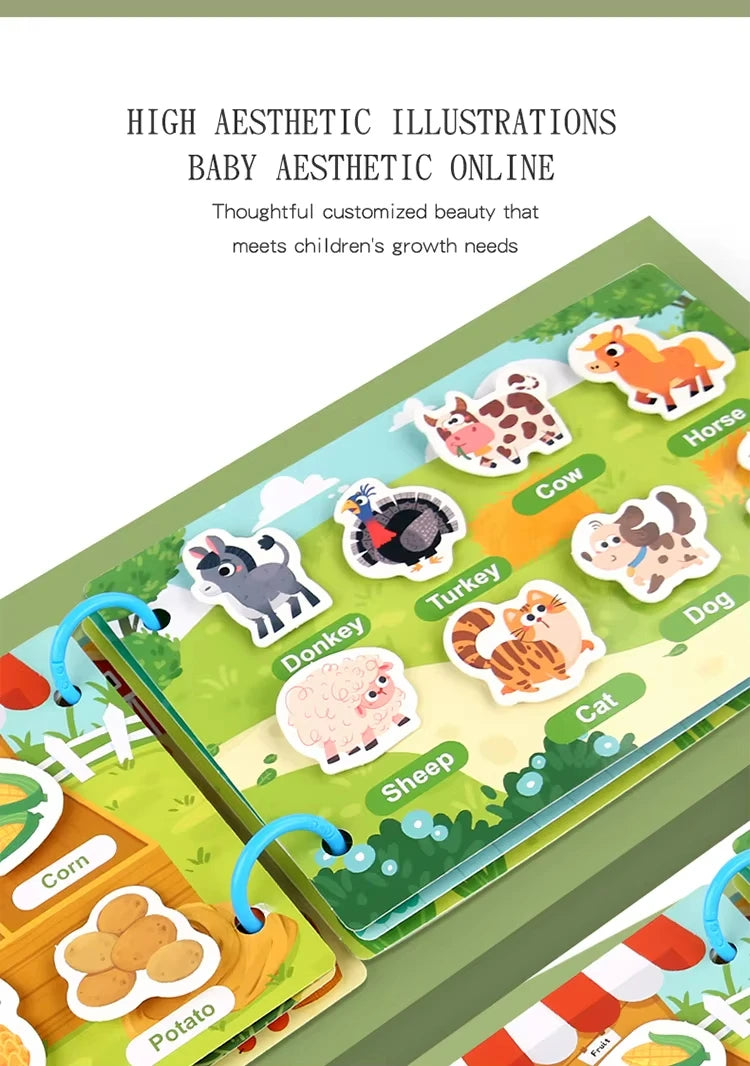 Montessori Baby Busy book My First Quiet Book Paste Early Learning Education Children Toy Matching Puzzles Game For Baby Gift