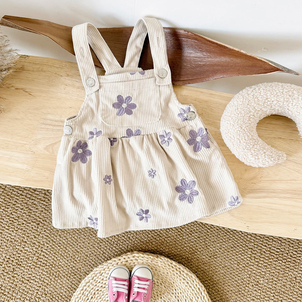 Ins Baby Clothes Girls Denim Dresses Flowers Embroidery Strap Skirt Infant Kids' Dresses One-piece Overall 2 Years Girl Clothes