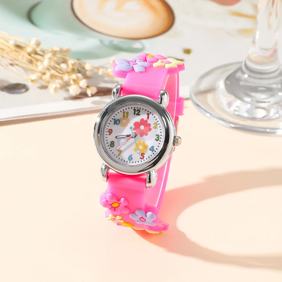 1pc/2pcs/3pcs-Cute creative flower style unicorn quartz watch for children, bracelet necklace set, girls' accessories