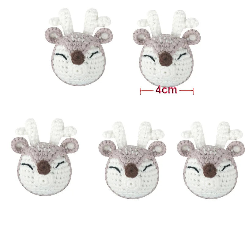 5pc Crochet Beads Animal Rabbit Chewable Beads DIY Wooden Teething Knitting Beads Jewelry Crib Sensory Toy Baby Teether