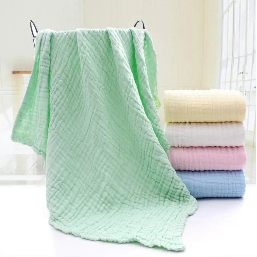 Baby Bath Towel Kids Swaddle Wrap Bedding Pure Cotton Bubble Muslin Blanket 6 Layers Infant Gauze Receiving Blanket 105*105cm