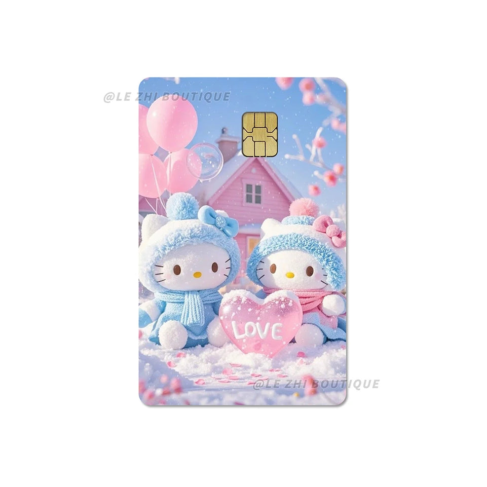 Anime Cartoon Sanrio Hello Kitty Credit Card Stickers Kawaii Waterproof Bank Card Bus Metro Sticker Decoration Girls Accessories